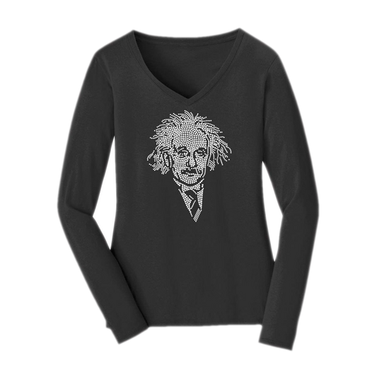 Einstein Crystal Portrait Women's Long Sleeve V-Neck