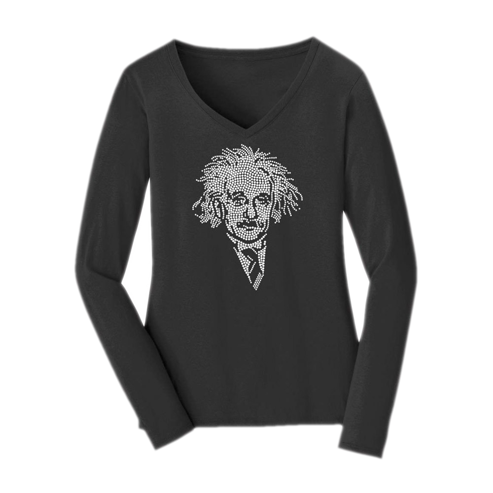 Einstein Crystal Portrait Women's Long Sleeve V-Neck