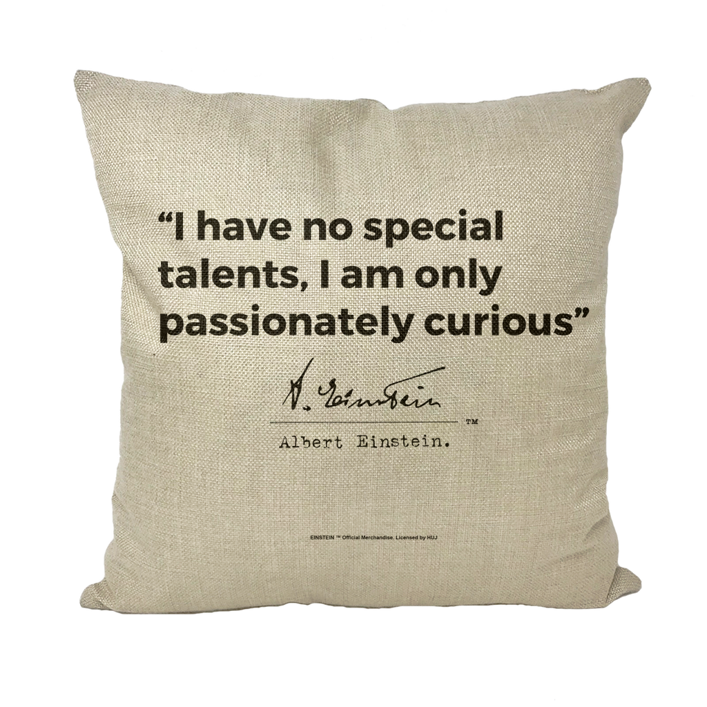 Einstein Passionately Curious Throw Pillows